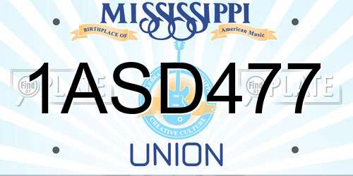 1ASD477 Mississippi License Plate