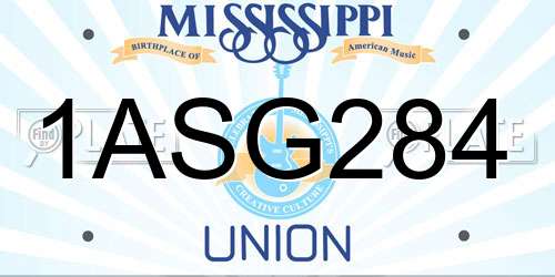 1ASG284 Mississippi License Plate
