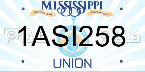 1ASI258 Mississippi License Plate