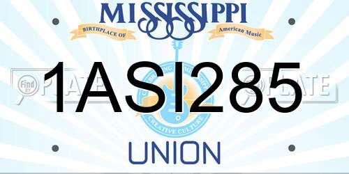 1ASI285 Mississippi License Plate