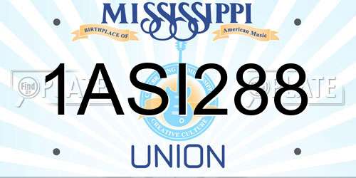 1ASI288 Mississippi License Plate