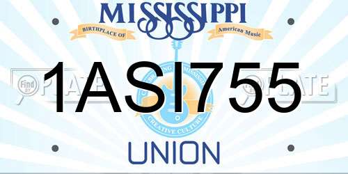 1ASI755 Mississippi License Plate