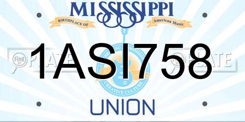1ASI758 Mississippi License Plate