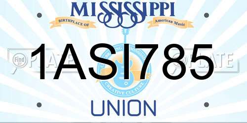 1ASI785 Mississippi License Plate