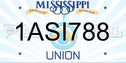 1ASI788 Mississippi License Plate