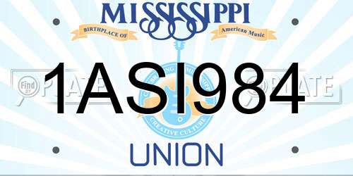1ASI984 Mississippi License Plate
