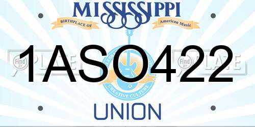 1ASO422 Mississippi License Plate
