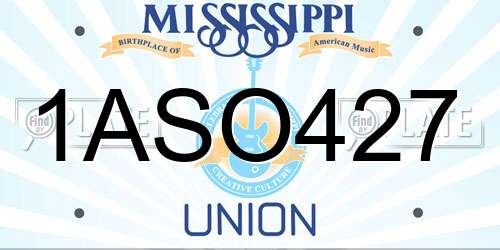 1ASO427 Mississippi License Plate