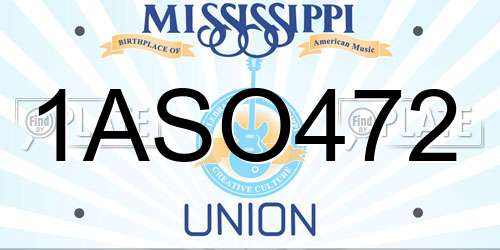 1ASO472 Mississippi License Plate