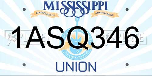 1ASQ346 Mississippi License Plate