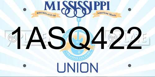 1ASQ422 Mississippi License Plate