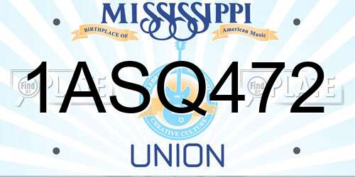 1ASQ472 Mississippi License Plate