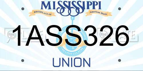 1ASS326 Mississippi License Plate
