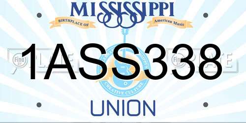 1ASS338 Mississippi License Plate