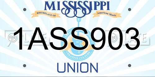 1ASS903 Mississippi License Plate