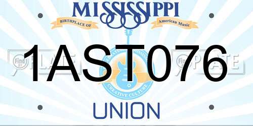 1AST076 Mississippi License Plate
