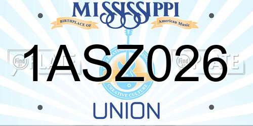 1ASZ026 Mississippi License Plate