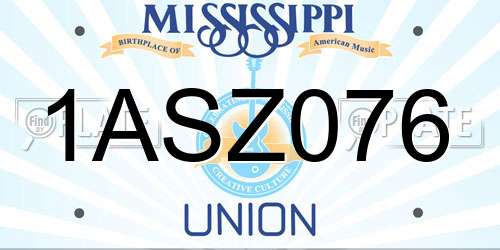 1ASZ076 Mississippi License Plate