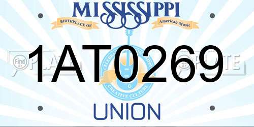 1AT0269 Mississippi License Plate