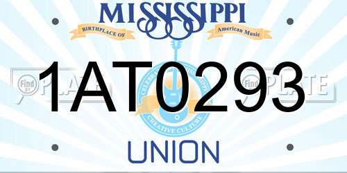 1AT0293 Mississippi License Plate