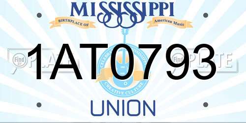 1AT0793 Mississippi License Plate
