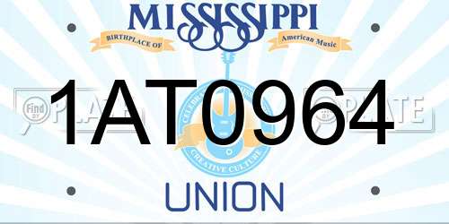 1AT0964 Mississippi License Plate