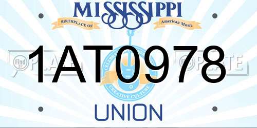 1AT0978 Mississippi License Plate
