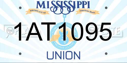 1AT1095 Mississippi License Plate