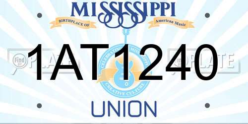 1AT1240 Mississippi License Plate