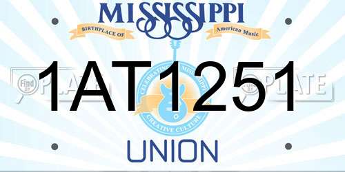 1AT1251 Mississippi License Plate