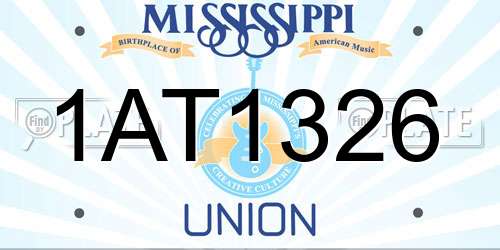 1AT1326 Mississippi License Plate