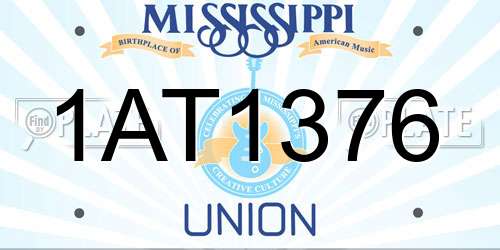 1AT1376 Mississippi License Plate