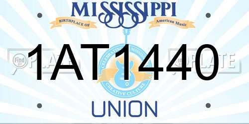 1AT1440 Mississippi License Plate