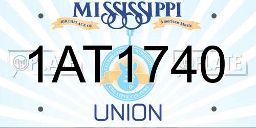 1AT1740 Mississippi License Plate