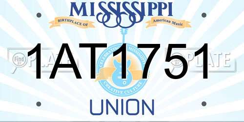 1AT1751 Mississippi License Plate