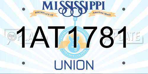 1AT1781 Mississippi License Plate