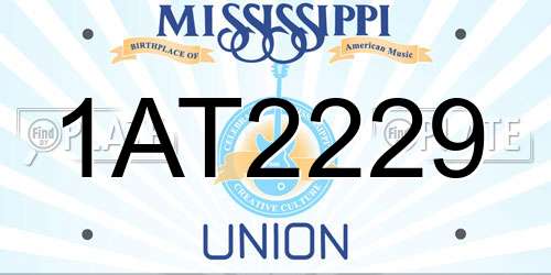 1AT2229 Mississippi License Plate