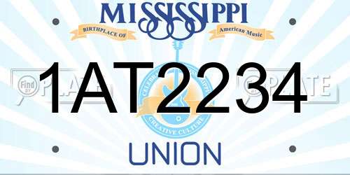 1AT2234 Mississippi License Plate