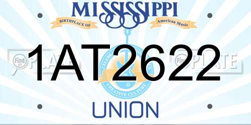 1AT2622 Mississippi License Plate