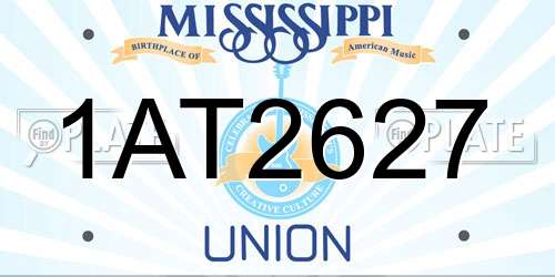 1AT2627 Mississippi License Plate