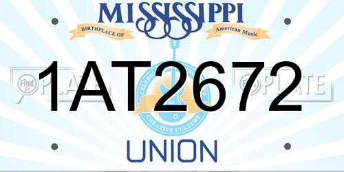 1AT2672 Mississippi License Plate