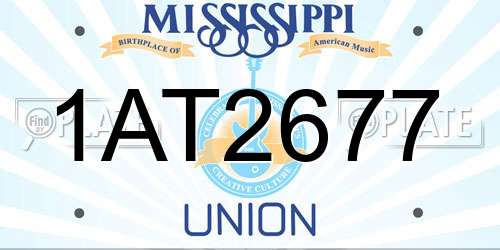 1AT2677 Mississippi License Plate