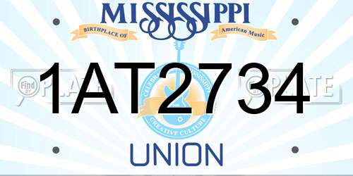 1AT2734 Mississippi License Plate
