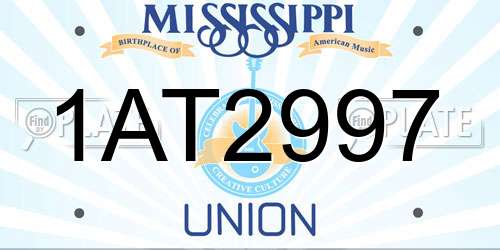 1AT2997 Mississippi License Plate