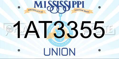 1AT3355 Mississippi License Plate
