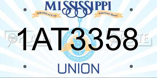 1AT3358 Mississippi License Plate
