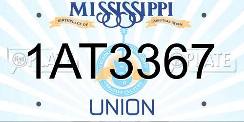 1AT3367 Mississippi License Plate