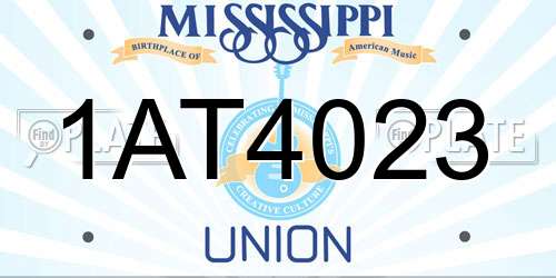 1AT4023 Mississippi License Plate
