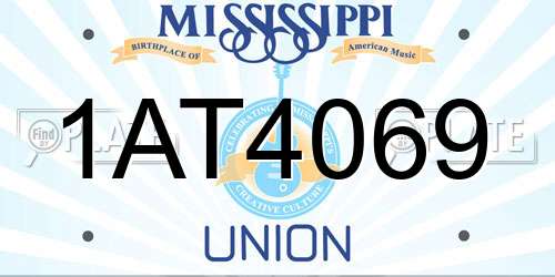 1AT4069 Mississippi License Plate