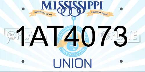 1AT4073 Mississippi License Plate